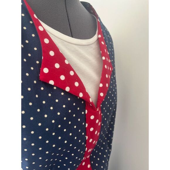 Red, White, & Blue Polkadot Apron with Pocket - Picture 6 of 10